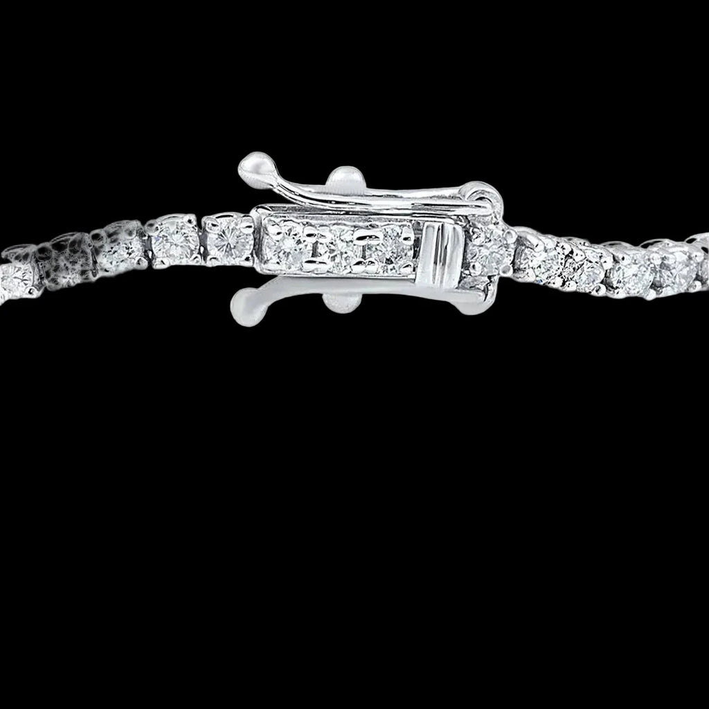 14K White Gold 4 Prong Round CVD Lab Diamond Tennis Bracelet - 1.00 Cts