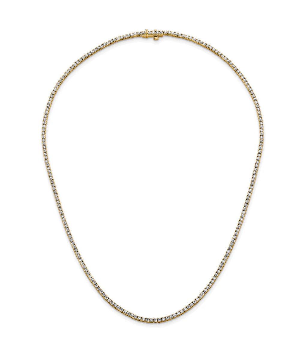 14K Yellow Gold Lab Diamond Tennis Chain 21.75 CT Length 20”