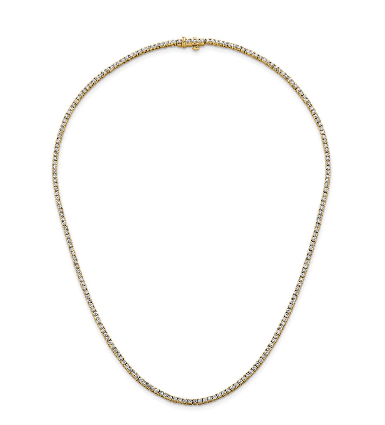 14K Yellow Gold Lab Diamond Tennis Chain 21.75 CT Length 20”