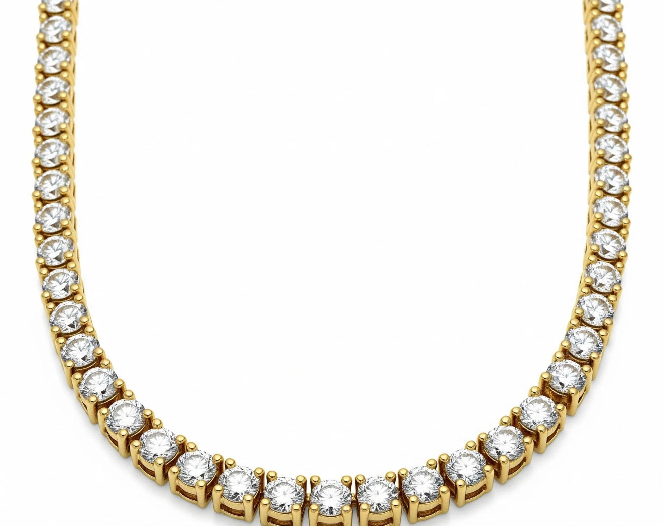14K Yellow Gold Lab Diamond Tennis Chain 21.75 CT Length 20”