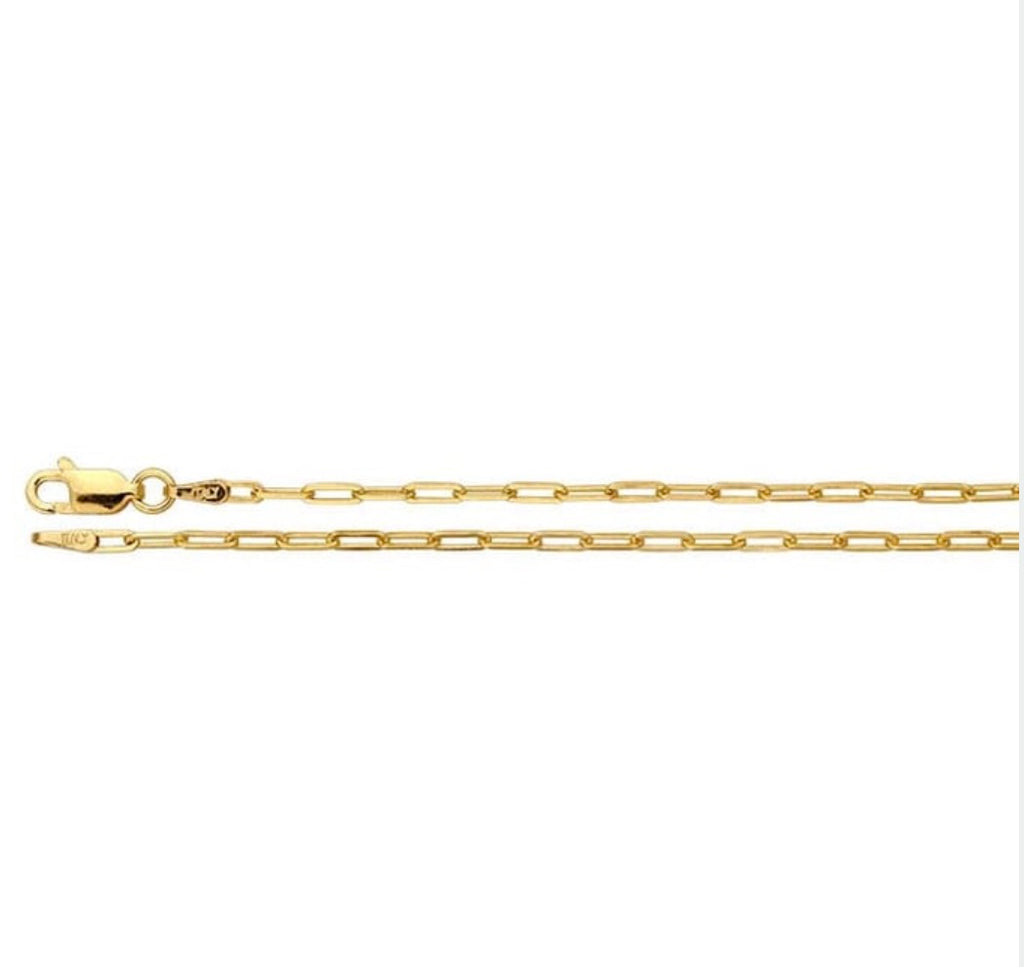 14K Yellow Gold 1.9mm Flat Oval Cable Chain 20”