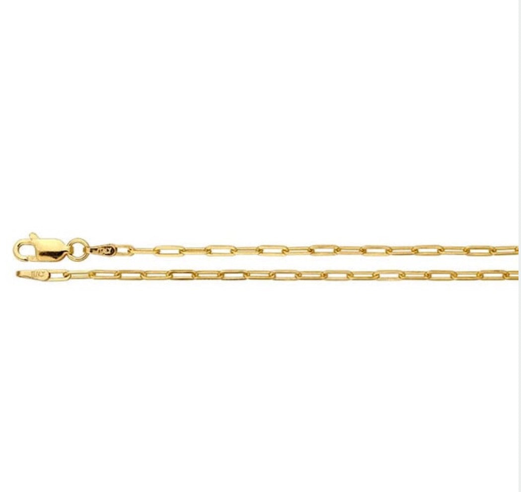 14K Yellow Gold 1.9mm Flat Oval Cable Chain 20”