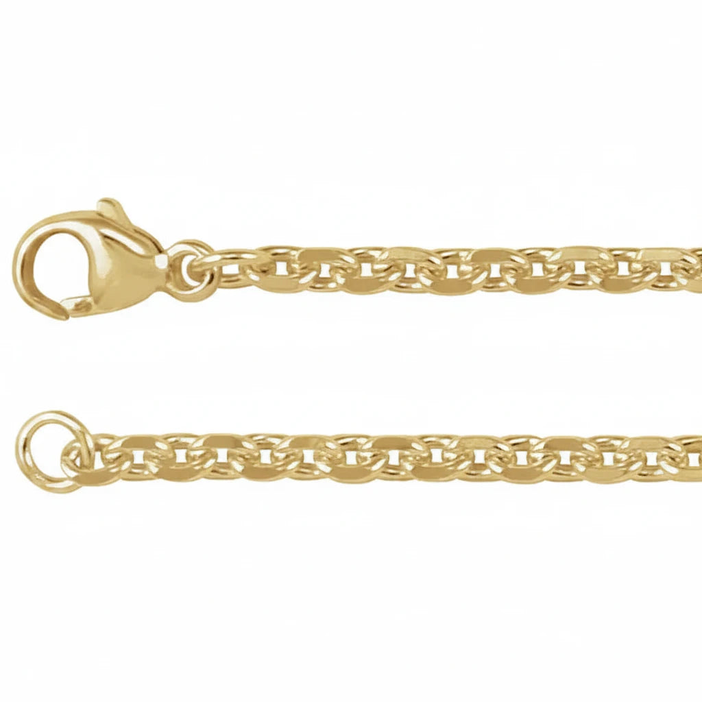 14K Yellow Gold 2.44 mm Diamond-Cut Cable 20" Chain